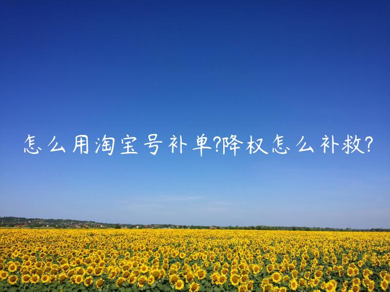 怎么用淘寶號補(bǔ)單?降權(quán)怎么補(bǔ)救?